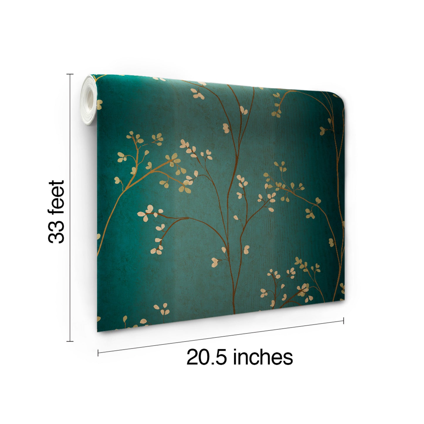 York Wallcoverings Earthy Tones Vertical Blossoms Teal Metallic Wallpaper   Teal Metallic   - BR6224