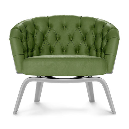 Green solid textured fabric chair.