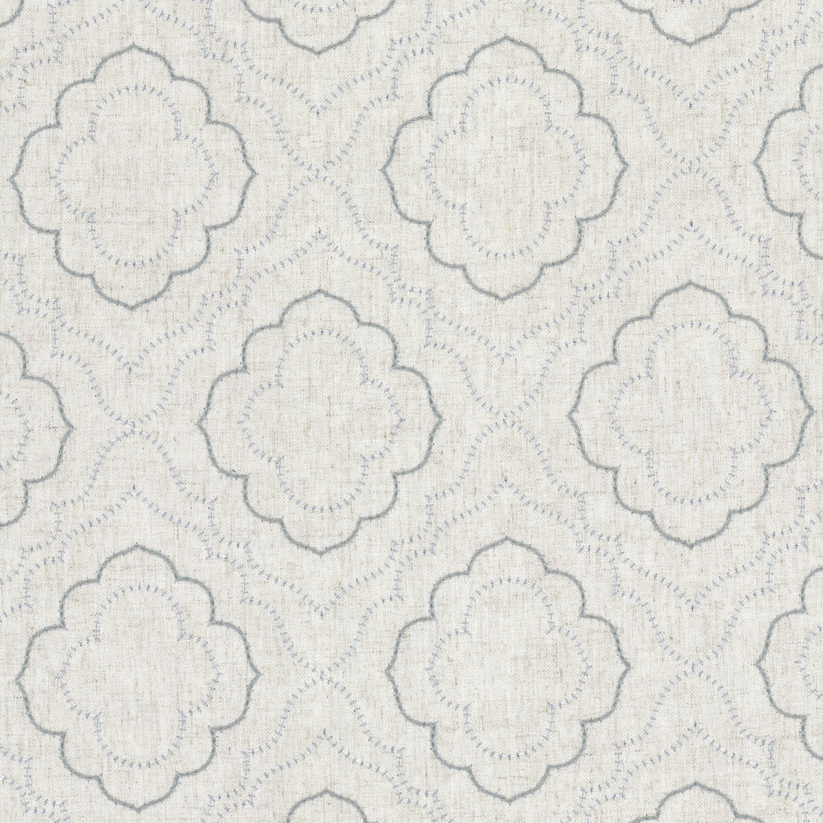 STOUT TEXTILES  DRAPERY,EMBROIDERIES TRANSITIONAL,, MEDALLION SILVER,CHROME   - BRUB-2