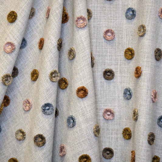 JF Fabrics BUTTONS 19 Fabric Dot, Traditional, Transitional Pink, Taupe, Grey, Orange  Embroidery - 9012819 J9161