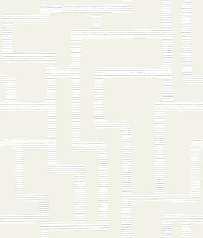York Wallcoverings Black and White, III Graphic Polyomino Pearl Wallpaper  Geometrics Whites and Off-Whites  Wallpaper - BW3832