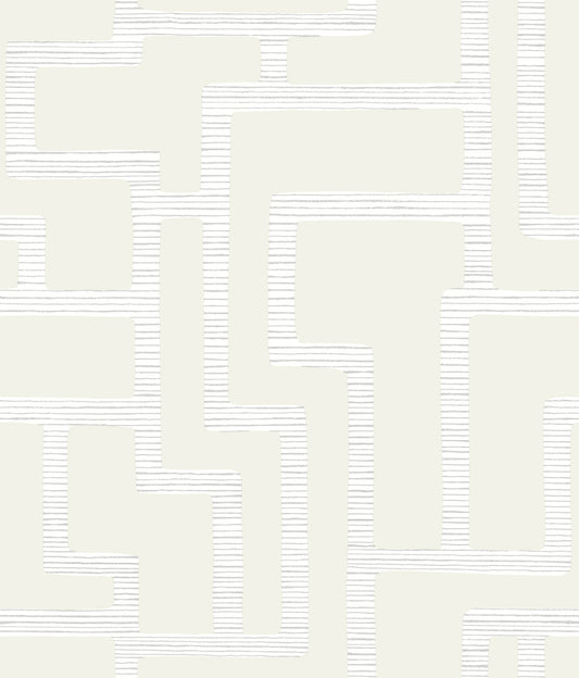 York Wallcoverings Black and White, III Graphic Polyomino Pearl Wallpaper  Geometrics Whites and Off-Whites  Wallpaper - BW3832