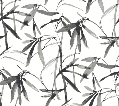 York Wallcoverings Black & White, III Bamboo Ink Black & White Wallpaper Botanical Botanical Black & White   - BW3843