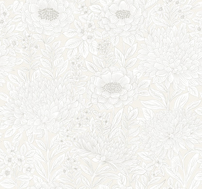 York Wallcoverings Shimmering Finishes Wood Block Blooms Cream Wallpaper  Florals and Flowers Yellows  Wallpaper - BW3921