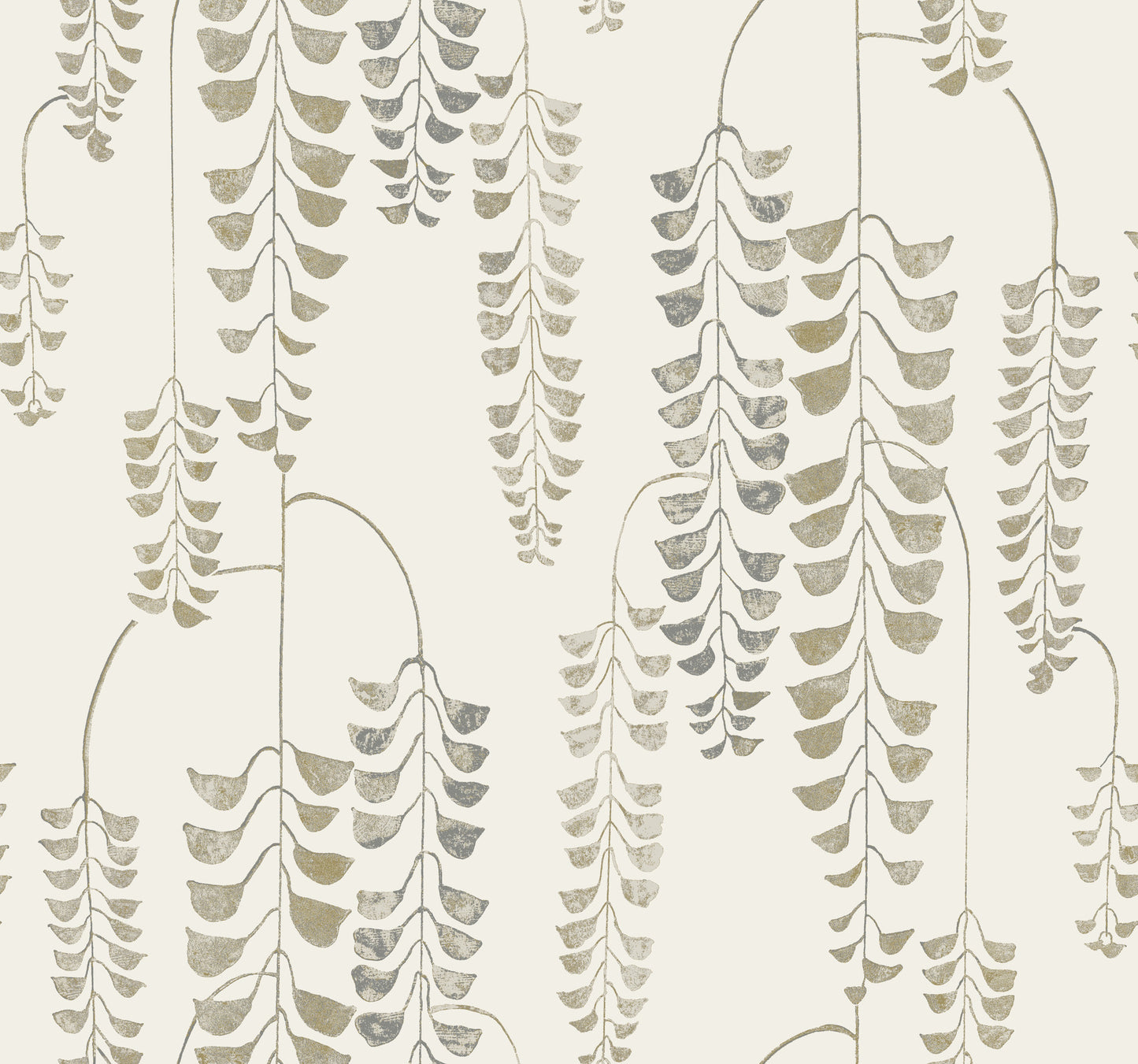 York Wallcoverings Black and White Resource Library Deco Wisteria Cream and Gold Wallpaper  Botanical Yellows  Wallpaper - BW3941