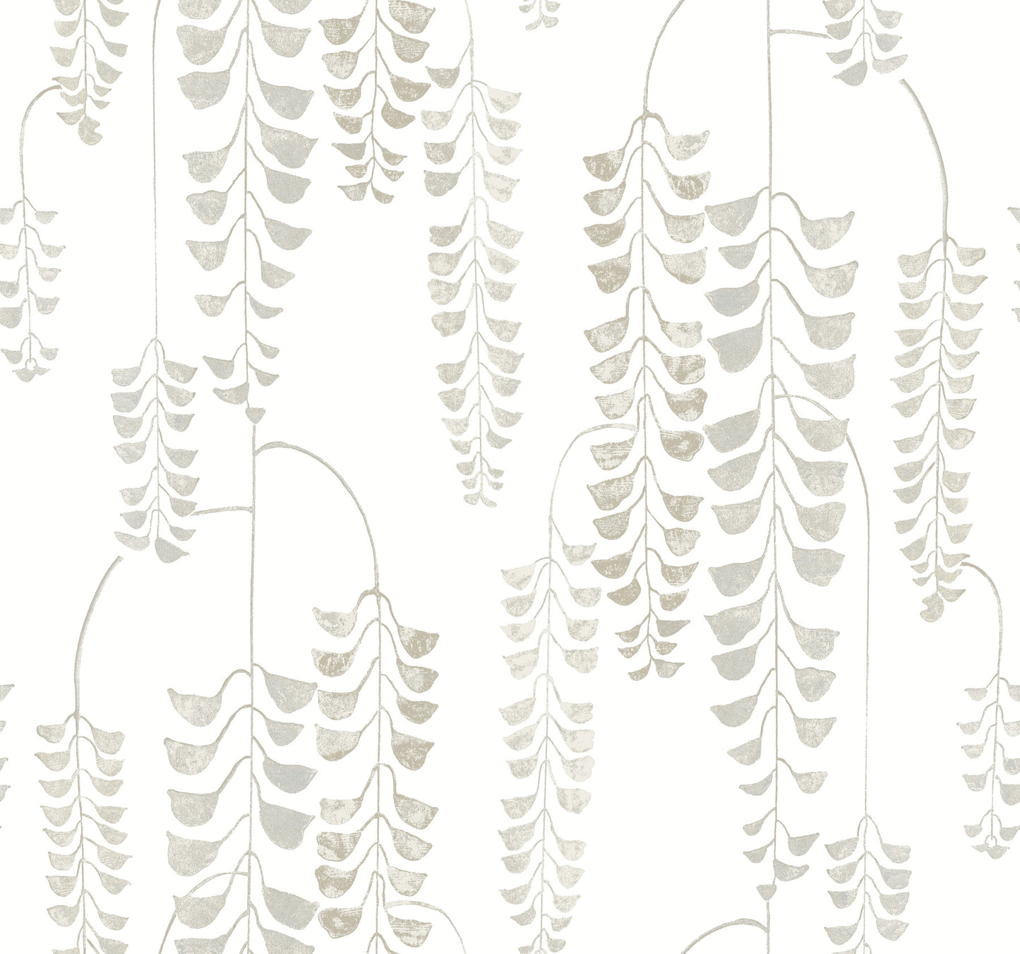 York Wallcoverings Black and White Resource Library Deco Wisteria White and Cream Wallpaper  Botanical Whites and Off-Whites  Wallpaper - BW3942
