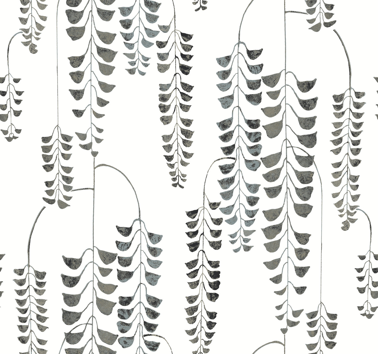 York Wallcoverings Black and White Resource Library Deco Wisteria Black Metallic Wallpaper  Botanical Blacks  Wallpaper - BW3943