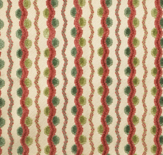 SCALAMANDRE  LAVINA SQUIGGLE FABRIC RASPBERRY LEAF   - BX 31964059