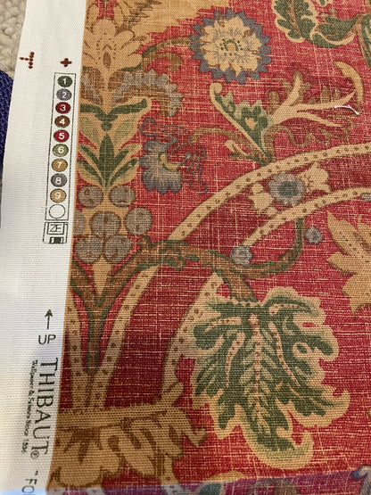 Thibaut red/tan printed fabric