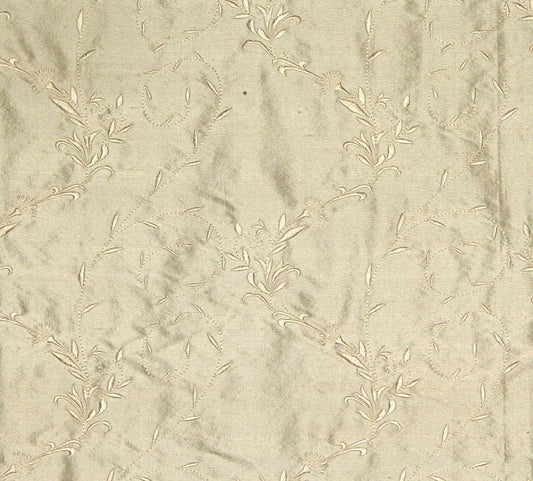 SCALAMANDRE  HONEYSUCKLE EMBROIDERY FABRIC IVORY   - BY 20100702