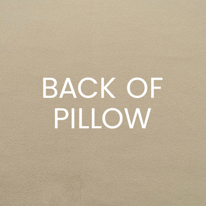 Walnut Traditional Akis Pillow, 24" x 24", textured fabric with bold white BACK OF PILLOW lettering.