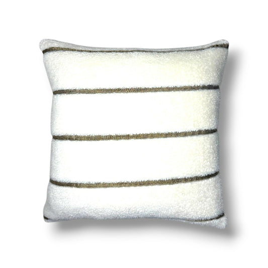 20" Cream and Taupe Stripe Pillow Cover