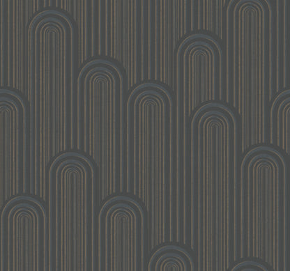 York Wallcoverings Antonina Vella Deco Speakeasy Black Metallic Wallpaper  Metallics Blacks  Wallpaper - CA1540