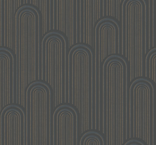 York Wallcoverings Antonina Vella Deco Speakeasy Black Metallic Wallpaper  Metallics Blacks  Wallpaper - CA1540