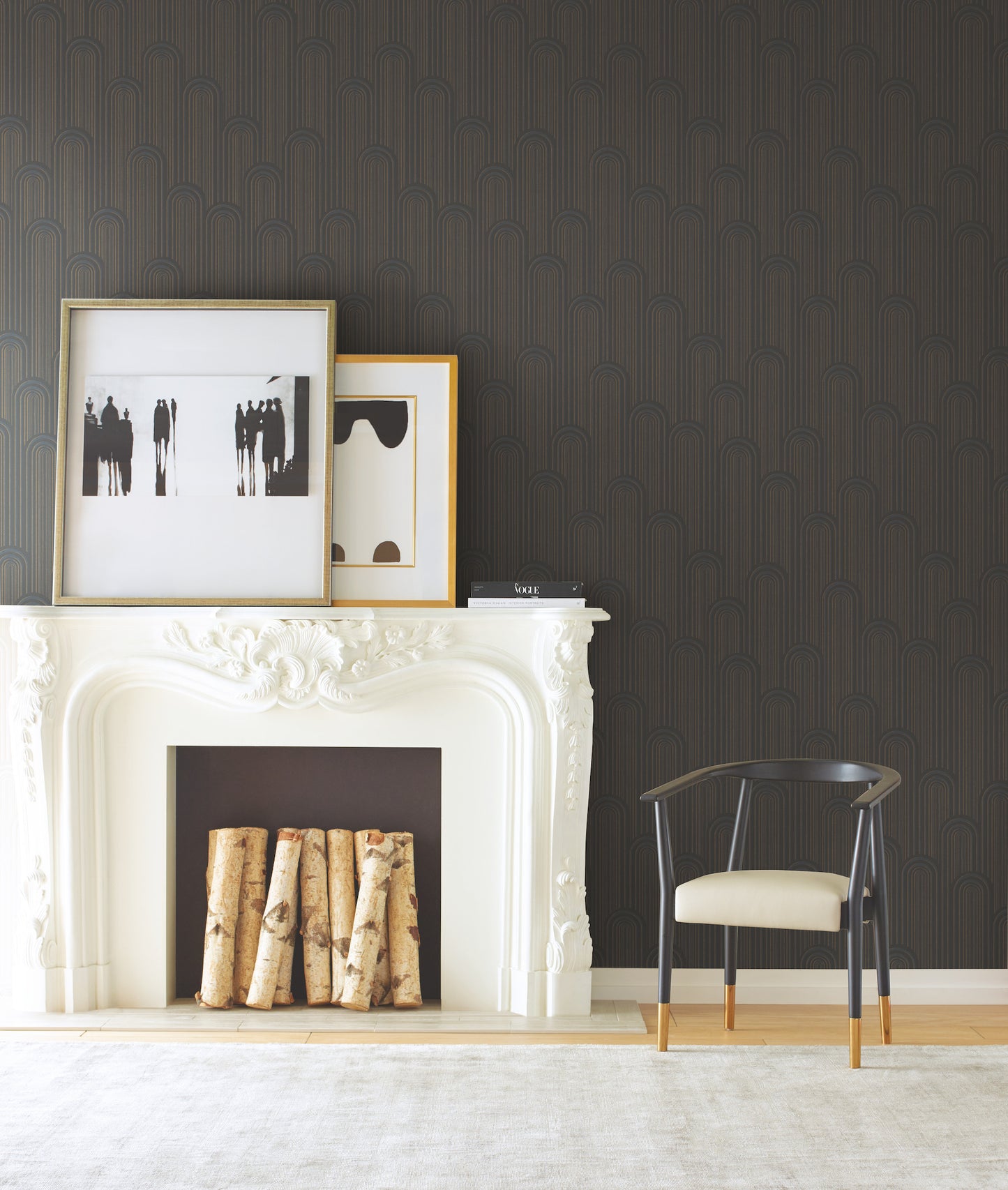 York Wallcoverings Antonina Vella Deco Speakeasy Black Metallic Wallpaper  Metallics Blacks  Wallpaper - CA1540