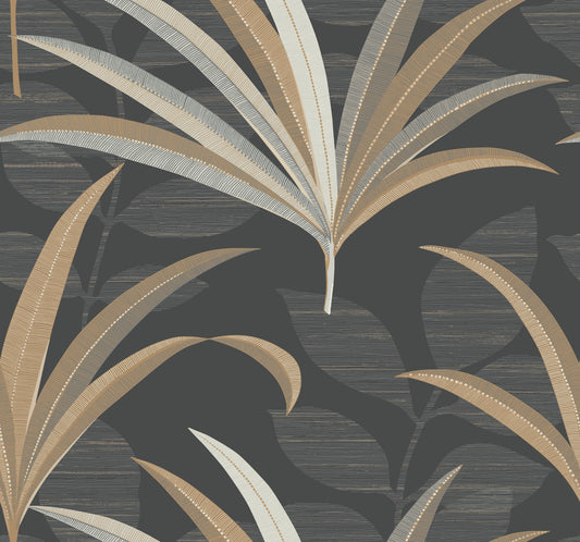 York Wallcoverings Best Sellers El Morocco Palm Black Wallpaper  Botanical Blacks  Wallpaper - CA1548