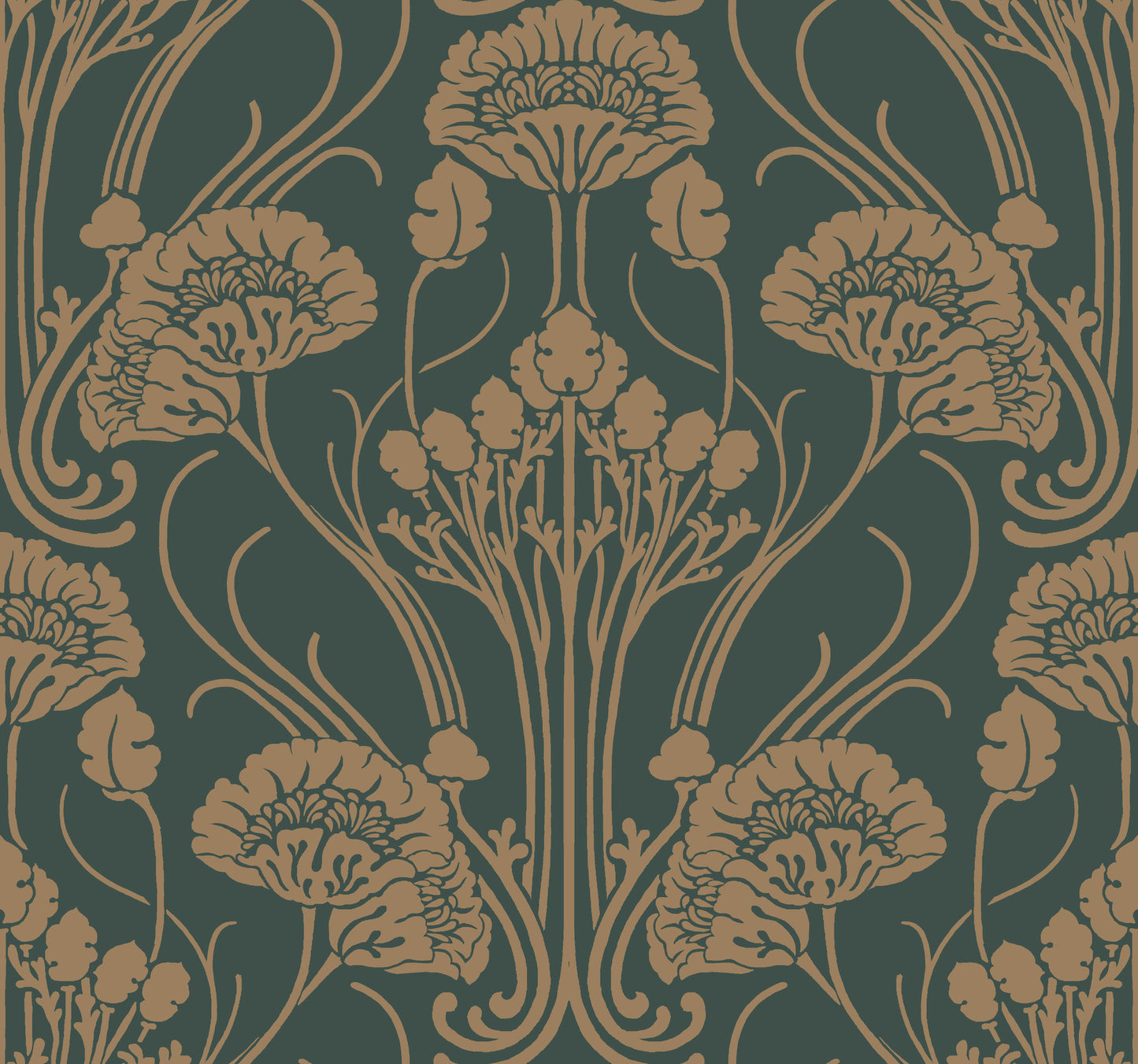 York Wallcoverings Carol Benson-Cobb Signature Nouveae Damask Green Wallpaper  Botanical Greens  Wallpaper - CA1566