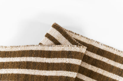 Brown and cream striped rug, 5' x 8'.