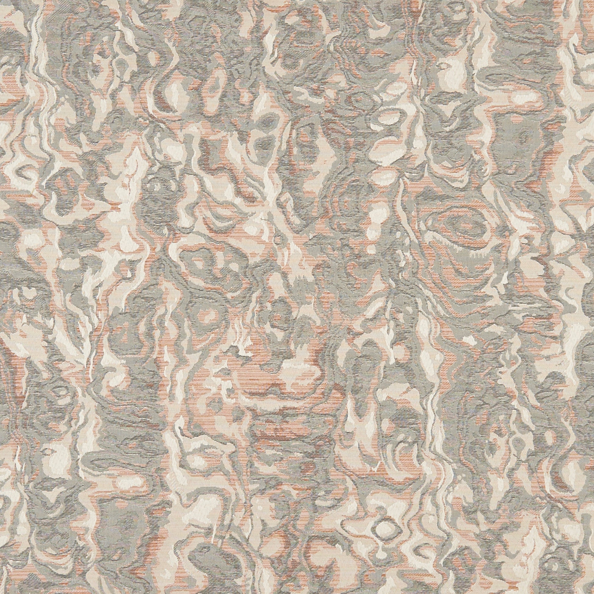 Pink jacquard textile with a marbled, abstract pattern; versatile upholstery and drapery fabric.