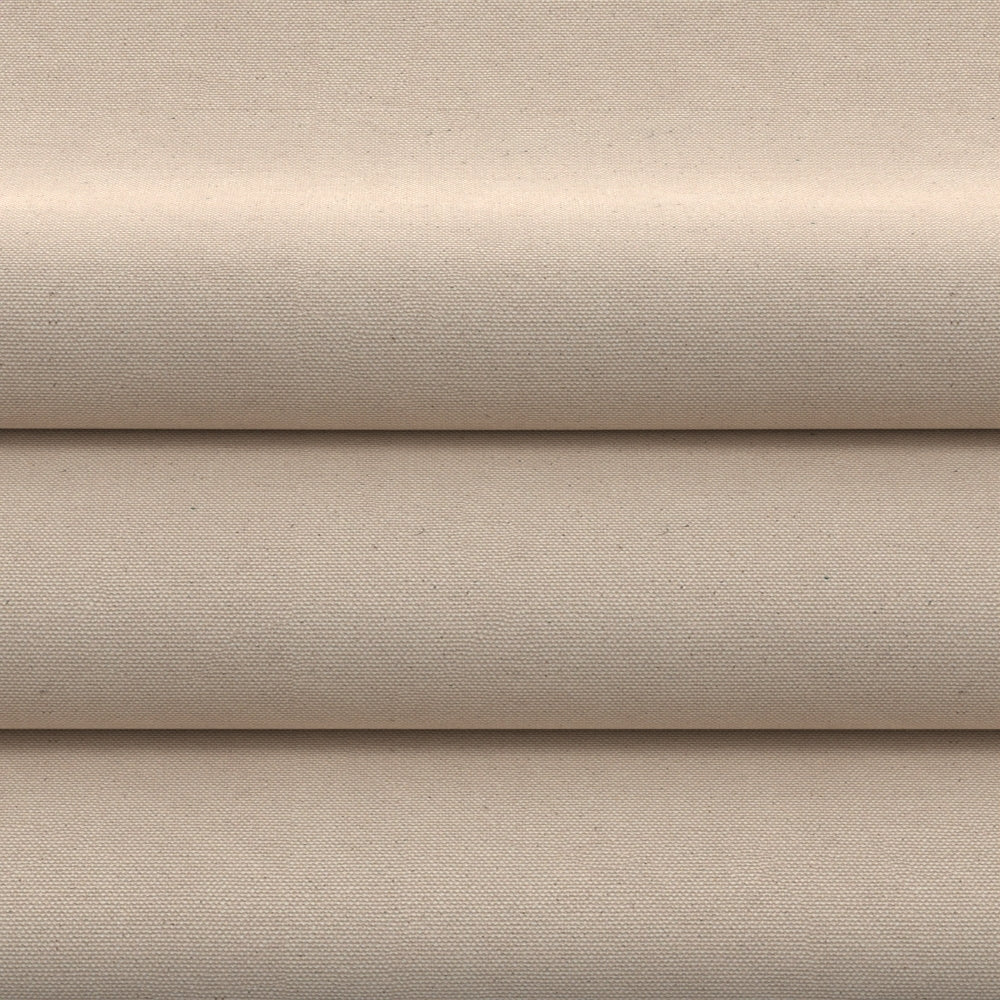 Beige cotton canvas fabric folded into wide layers; plain weave, neutral utility style.