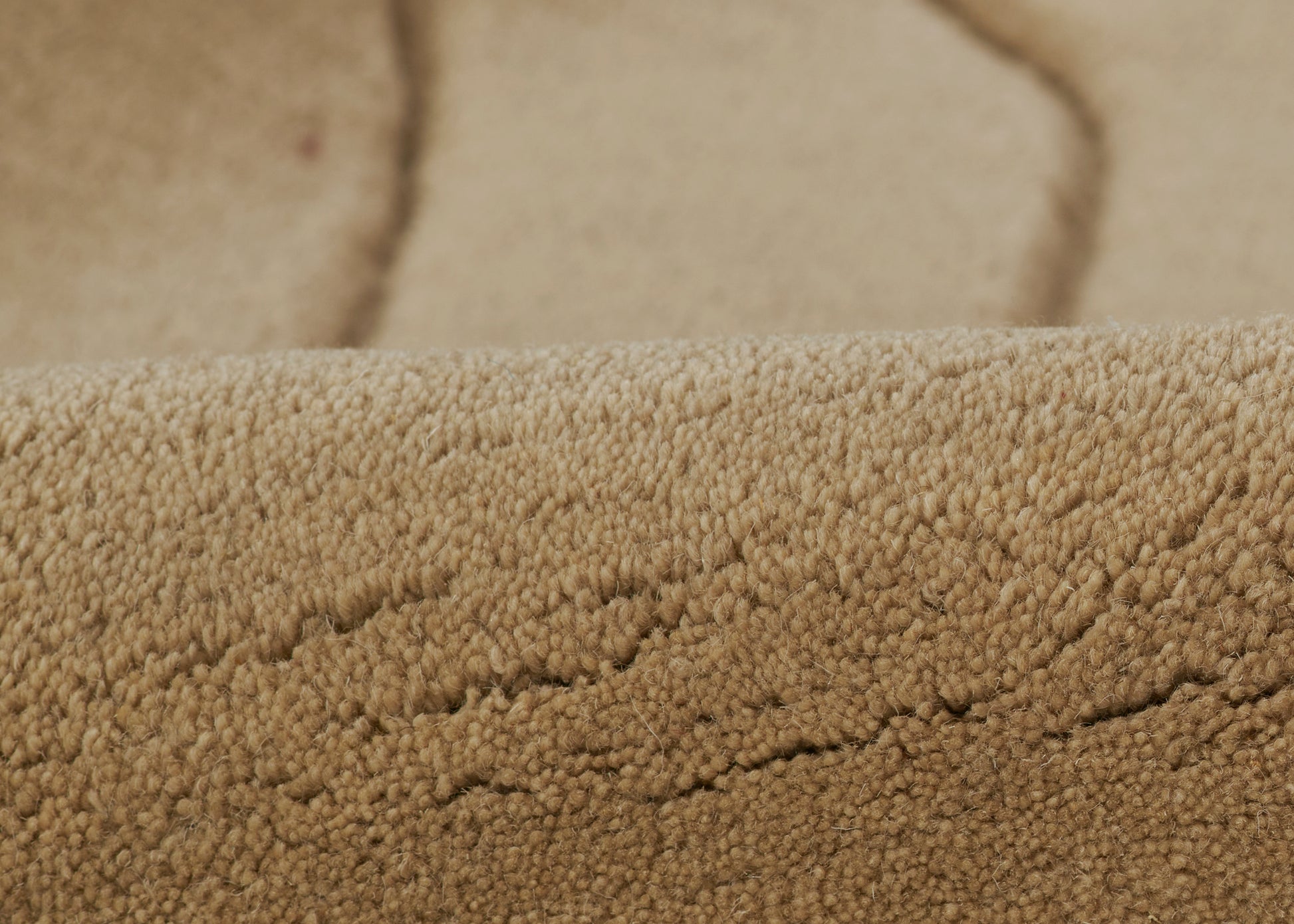 Tan sherpa fleece close-up; soft, plush textured fabric for cozy jackets or blankets.