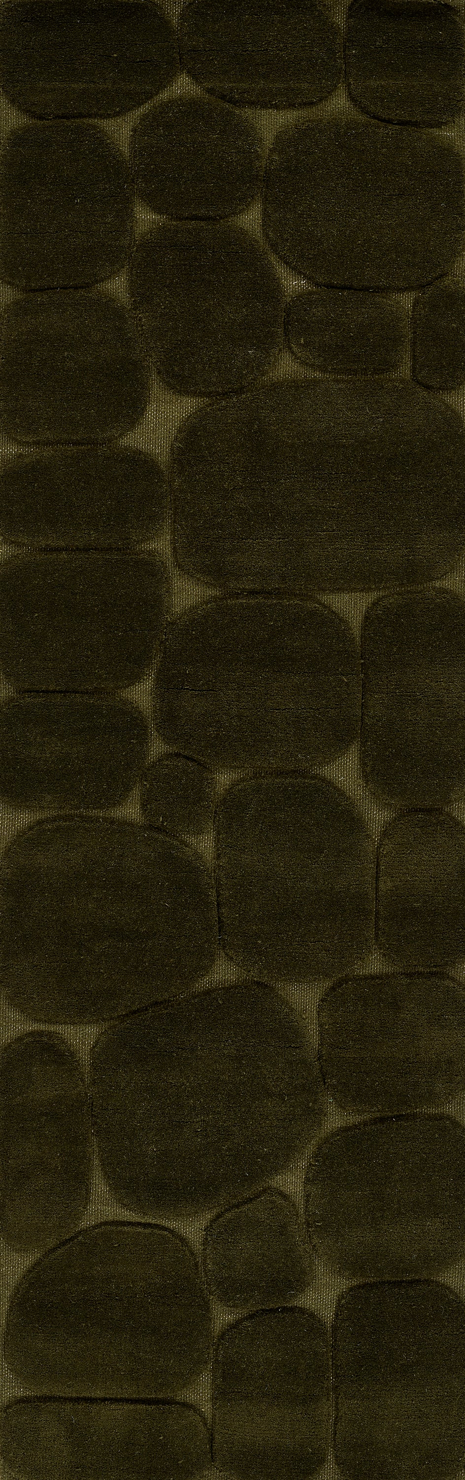 Dark olive green faux crocodile skin quilted fabric with rounded scale panels for bags or upholstery.