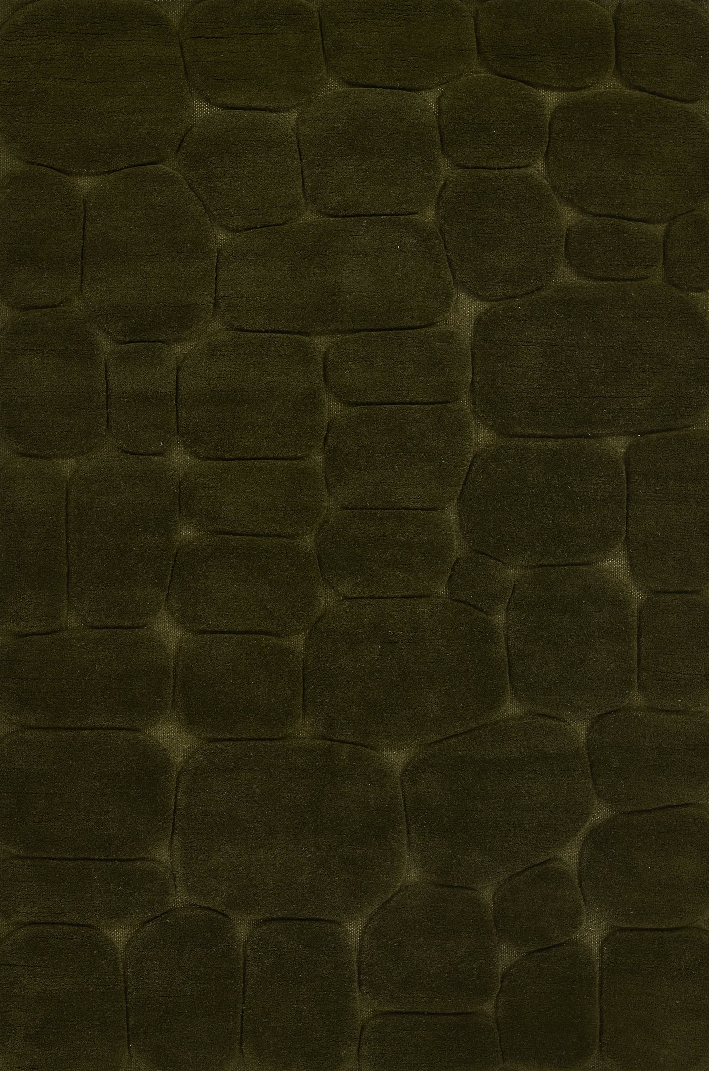 Dark olive green faux leather with irregular stone-like block pattern.