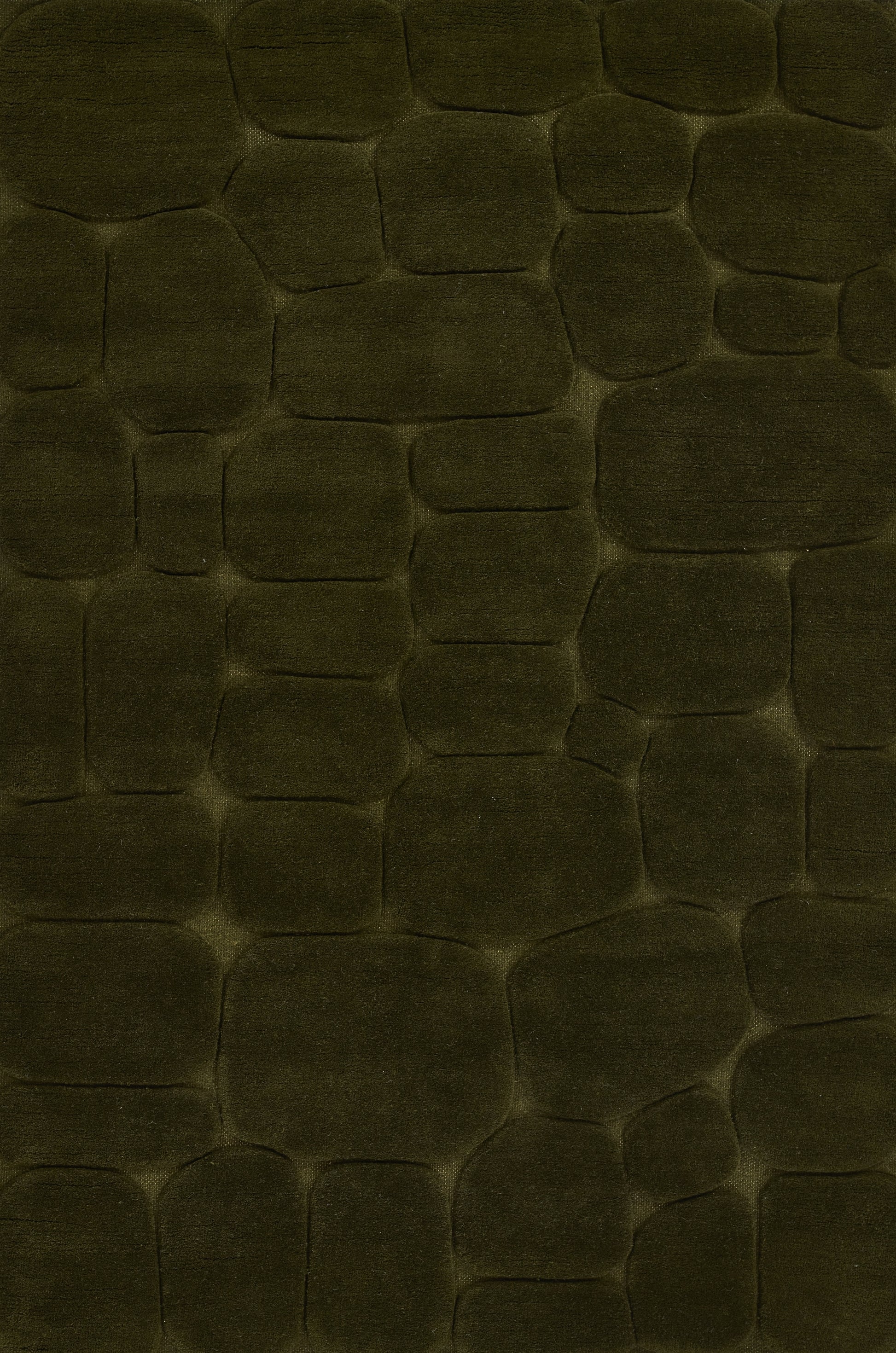 Dark olive green faux leather with irregular stone-like block pattern.