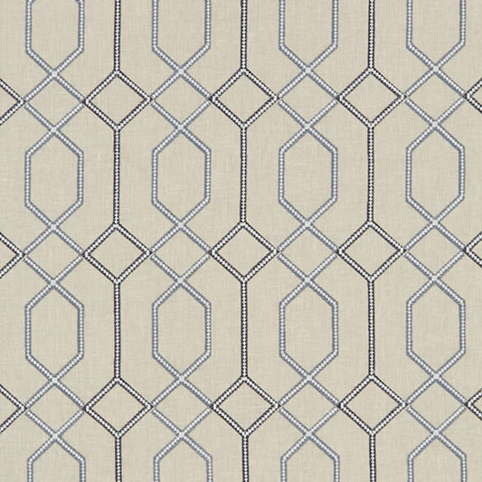 JF Fabrics CARDIFF 65 Fabric Transitional,Contemporary,Geometric Blue  Embroidery - 7626665 J8211