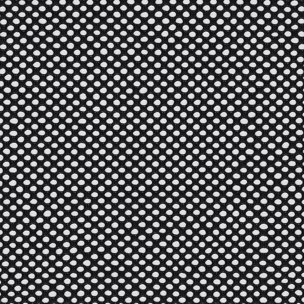 Black perforated fabric; breathable, sporty material for activewear.