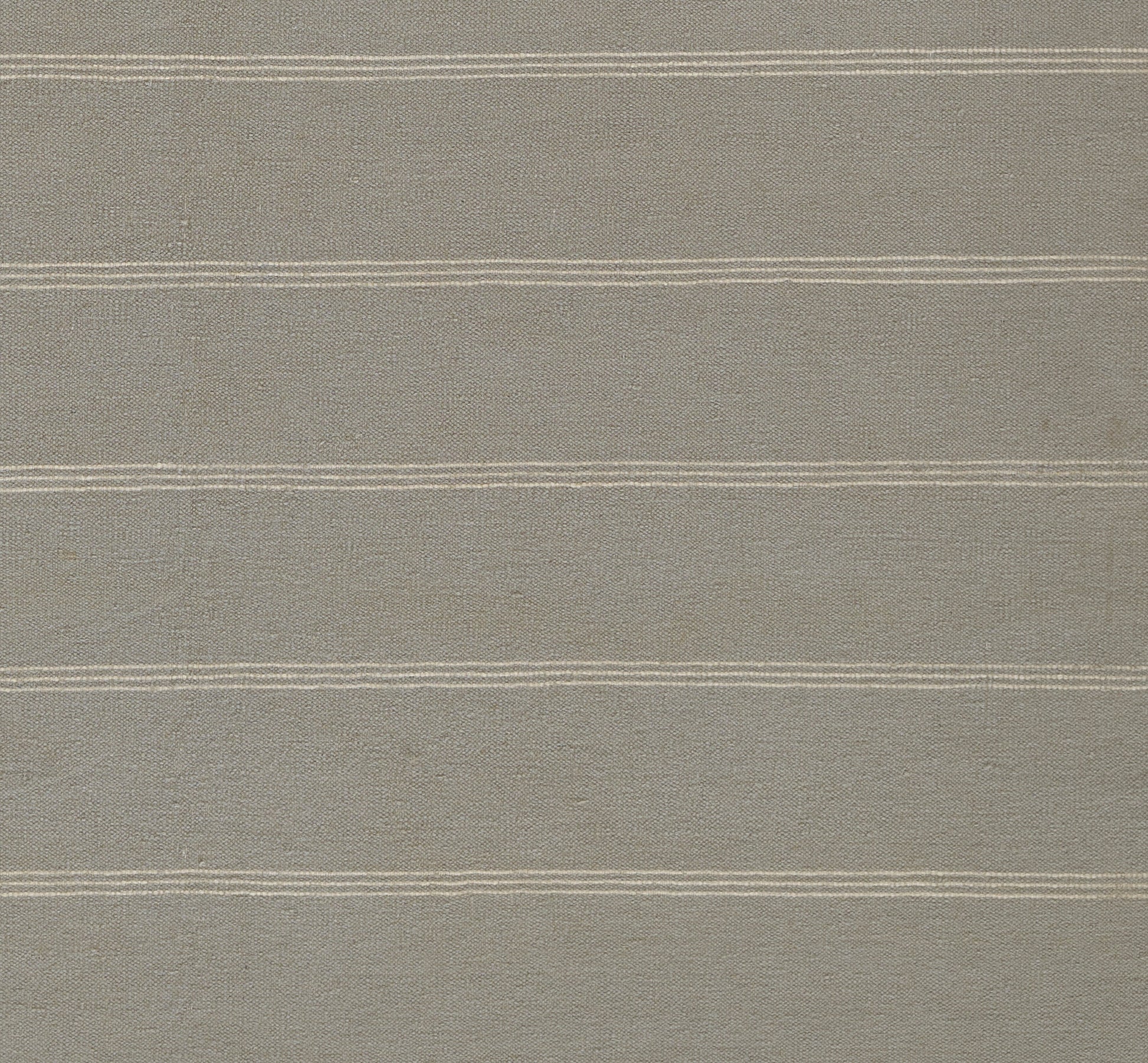Beige woven fabric with multiple thin white horizontal stripes; linen-like texture.