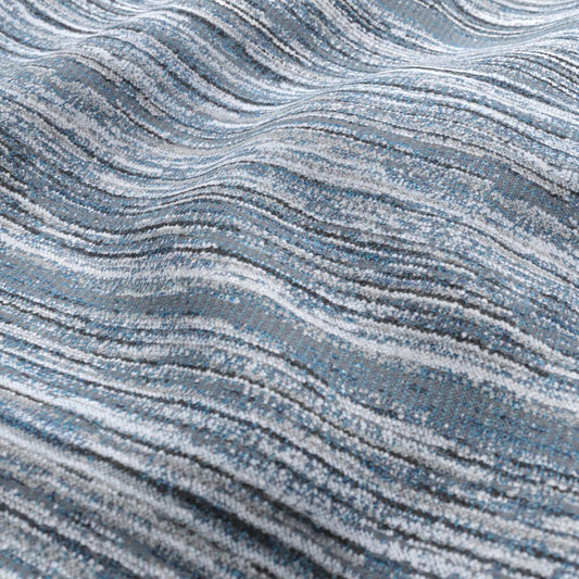 JF Fabrics FibreGuard Outdoor CASTAWAY 67 Fabric Texture, Stripe Navy, White, Teal, Beige, Dark Brown  Chenille, Texture, Outdoor - 9467267 J9301