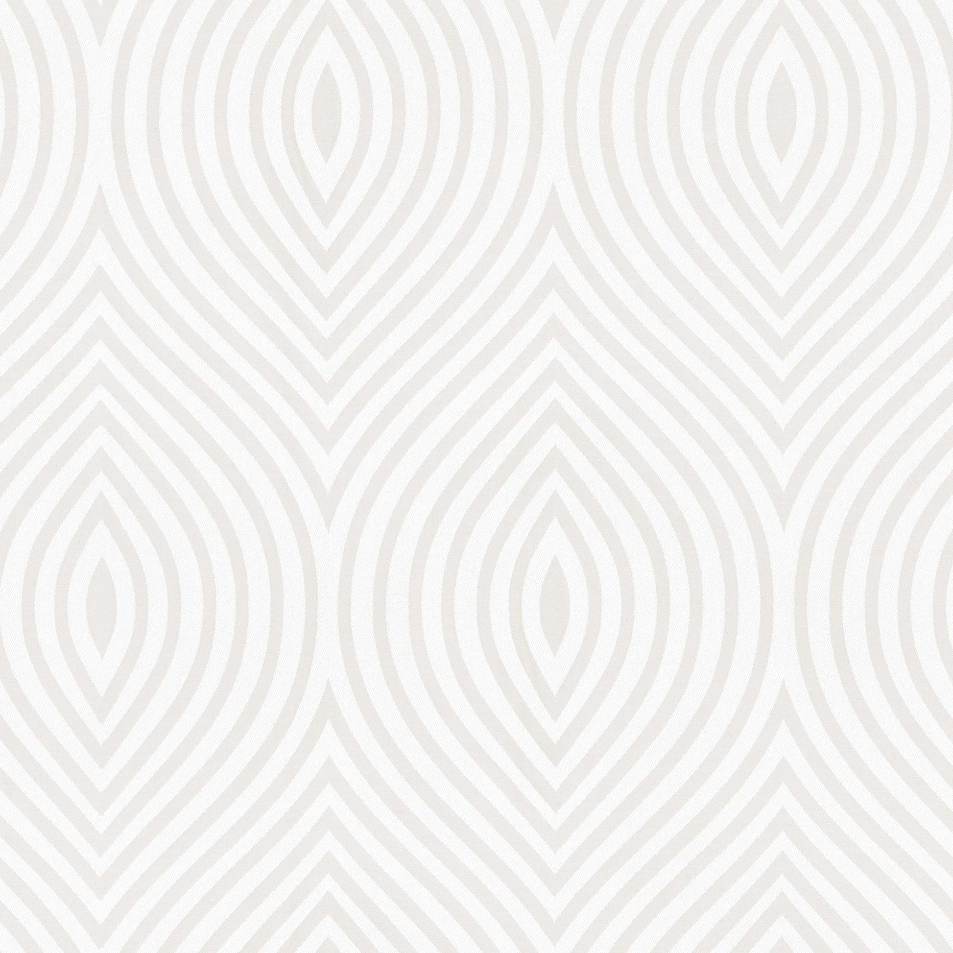 Beige leaf-arch jacquard fabric pattern on ivory background; off-white decorative textile.
