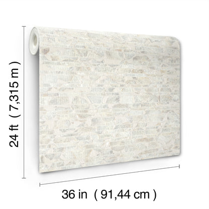 York Wallcoverings Carol Benson-Cobb Signature Capiz Offering White Pearl Wallpaper  Nautical Whites and Off-Whites  Wallpaper - CC1202