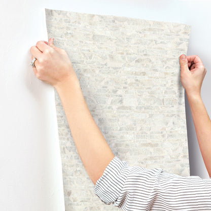 York Wallcoverings Carol Benson-Cobb Signature Capiz Offering White Pearl Wallpaper  Nautical Whites and Off-Whites  Wallpaper - CC1202