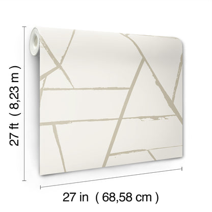 York Wallcoverings Carol Benson-Cobb Signature Intersect Beige Metallic Wallpaper  Geometrics Neutrals  Wallpaper - CC1293