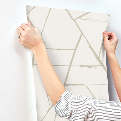 York Wallcoverings Carol Benson-Cobb Signature Intersect Beige Metallic Wallpaper  Geometrics Neutrals  Wallpaper - CC1293