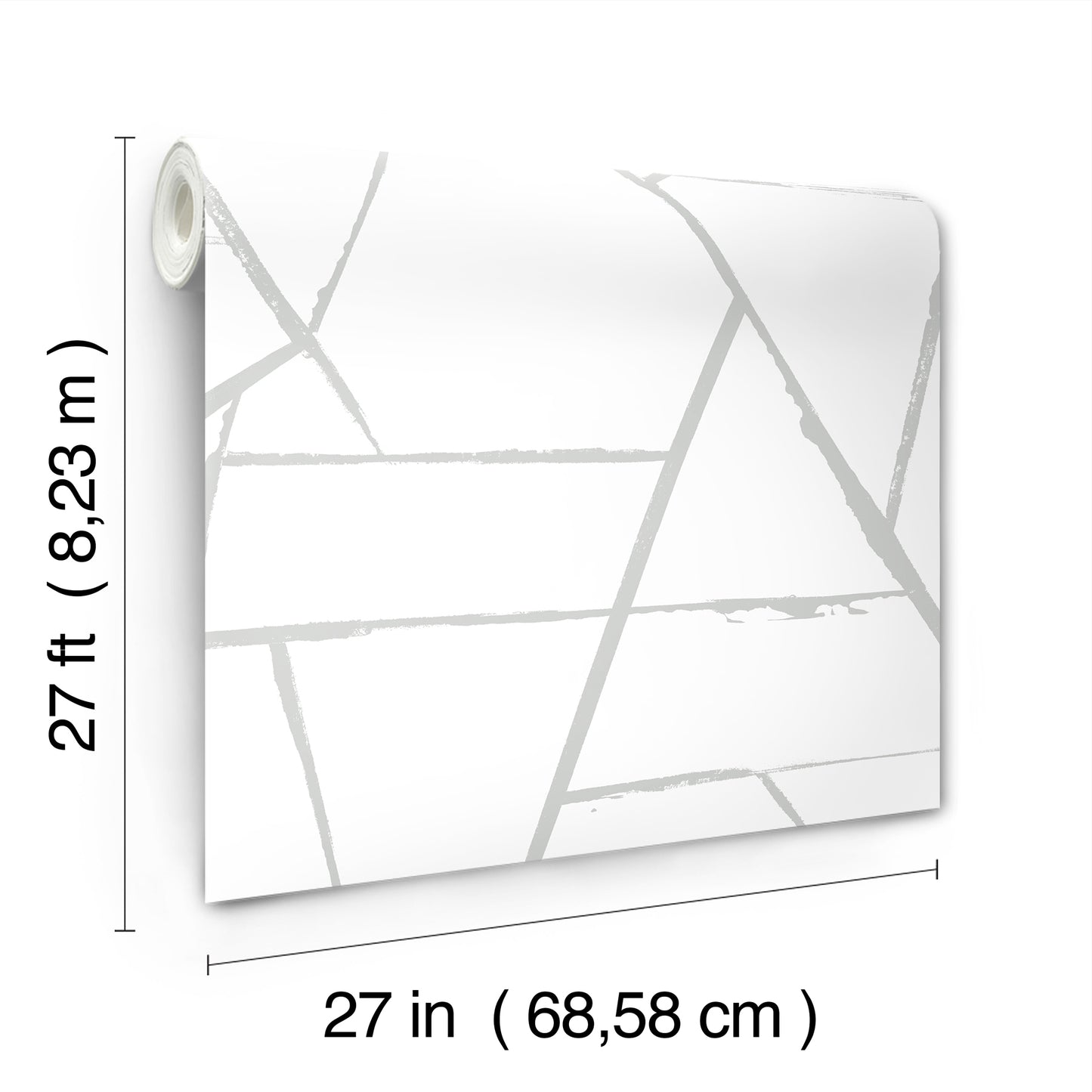 York Wallcoverings Carol Benson-Cobb Signature Intersect Silver Metallic Wallpaper  Geometrics Metallics  Wallpaper - CC1296