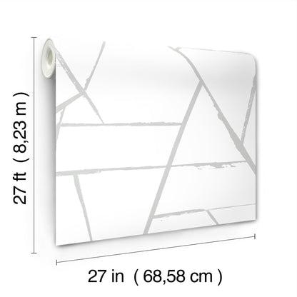 York Wallcoverings Carol Benson-Cobb Signature Intersect Silver Metallic Wallpaper  Geometrics Metallics  Wallpaper - CC1296