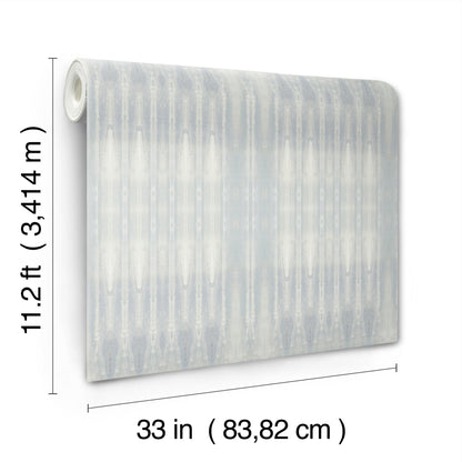 Rolled pale blue wall mural with subtle vertical stripe pattern, 33 in wide by 11.2 ft long.