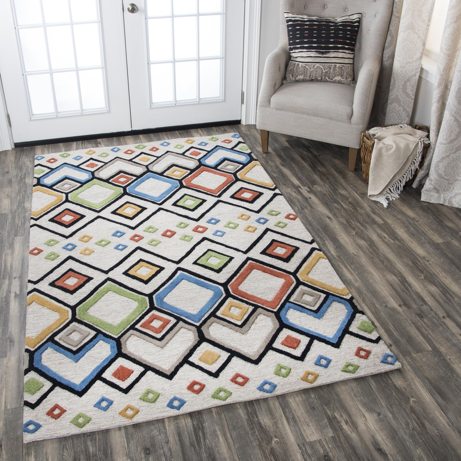 8' x 10' contemporary area rug in neutral tones.