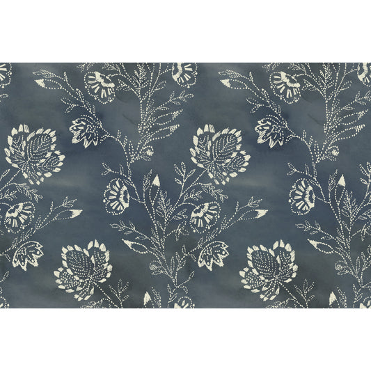 York Wallcoverings Lemieux et Cie Barbier Blue Wallpaper  Botanical Blues   - CH1426