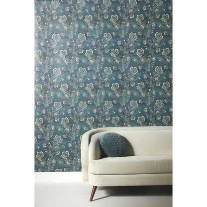 York Wallcoverings Lemieux et Cie Barbier Blue Wallpaper  Botanical Blues   - CH1426