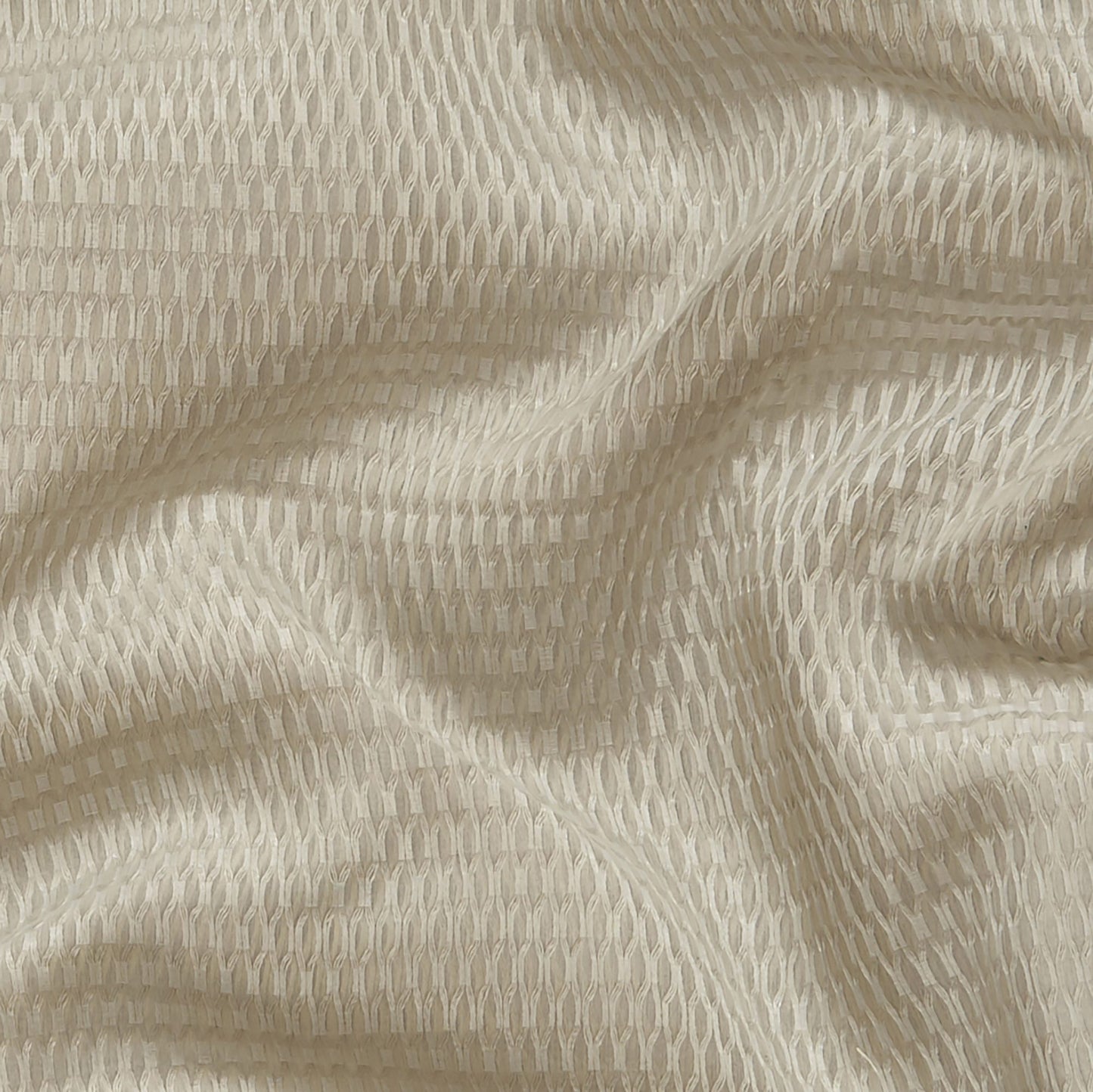 Grey/Silver sheer fabric with a small raised grid pattern and soft drape.