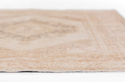 Beige distressed Persian-style runner rug in warm tan tones, rectangular, low-pile, 2' x 8', for living room decor.
