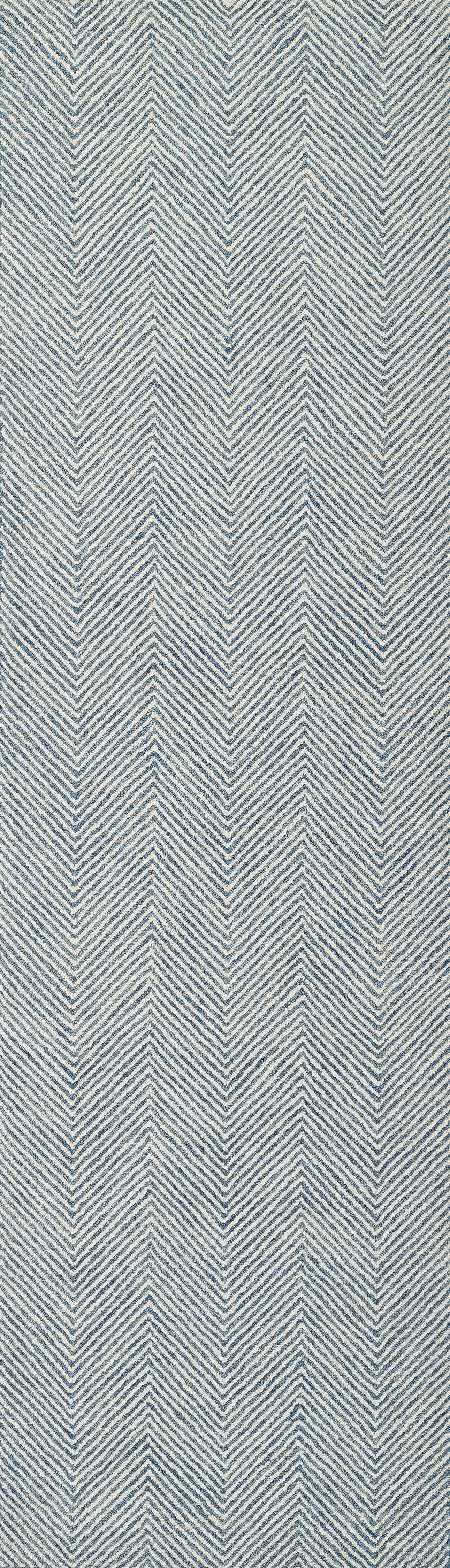 Blue and off-white chevron herringbone woven fabric texture.