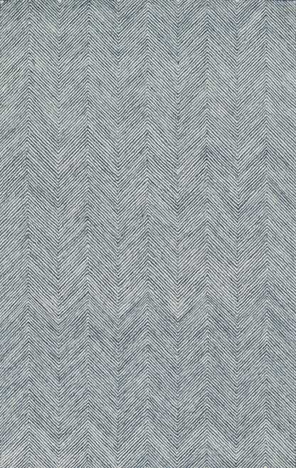Blue and ivory chevron herringbone fabric texture with zigzag weave, versatile upholstery or apparel material.
