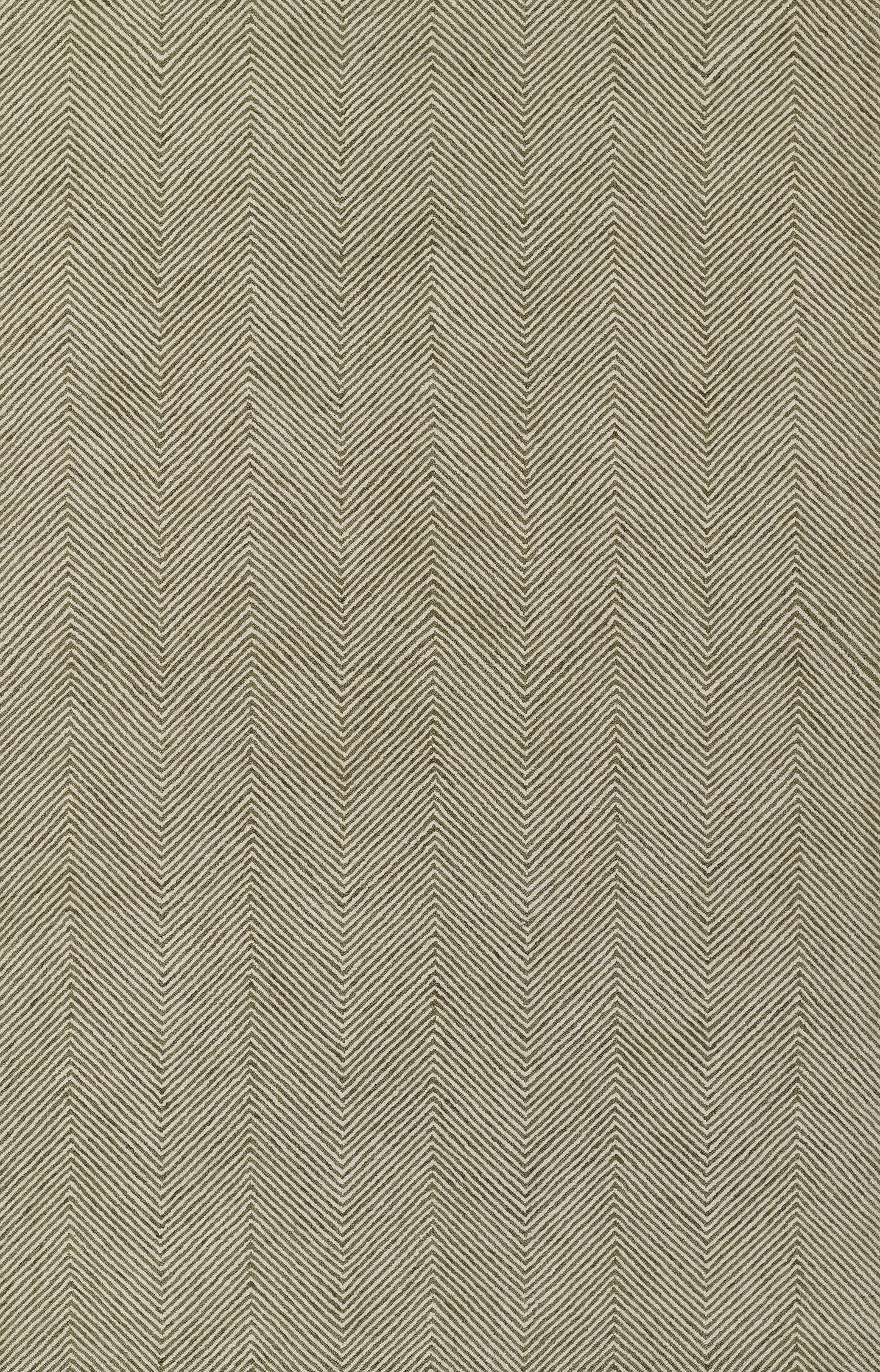 Beige & olive-green chevron herringbone rug runner with repeating V-shaped pattern.