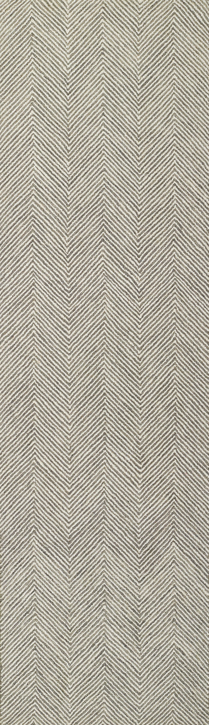 Charcoal gray herringbone rug runner with chevron zigzag pattern.