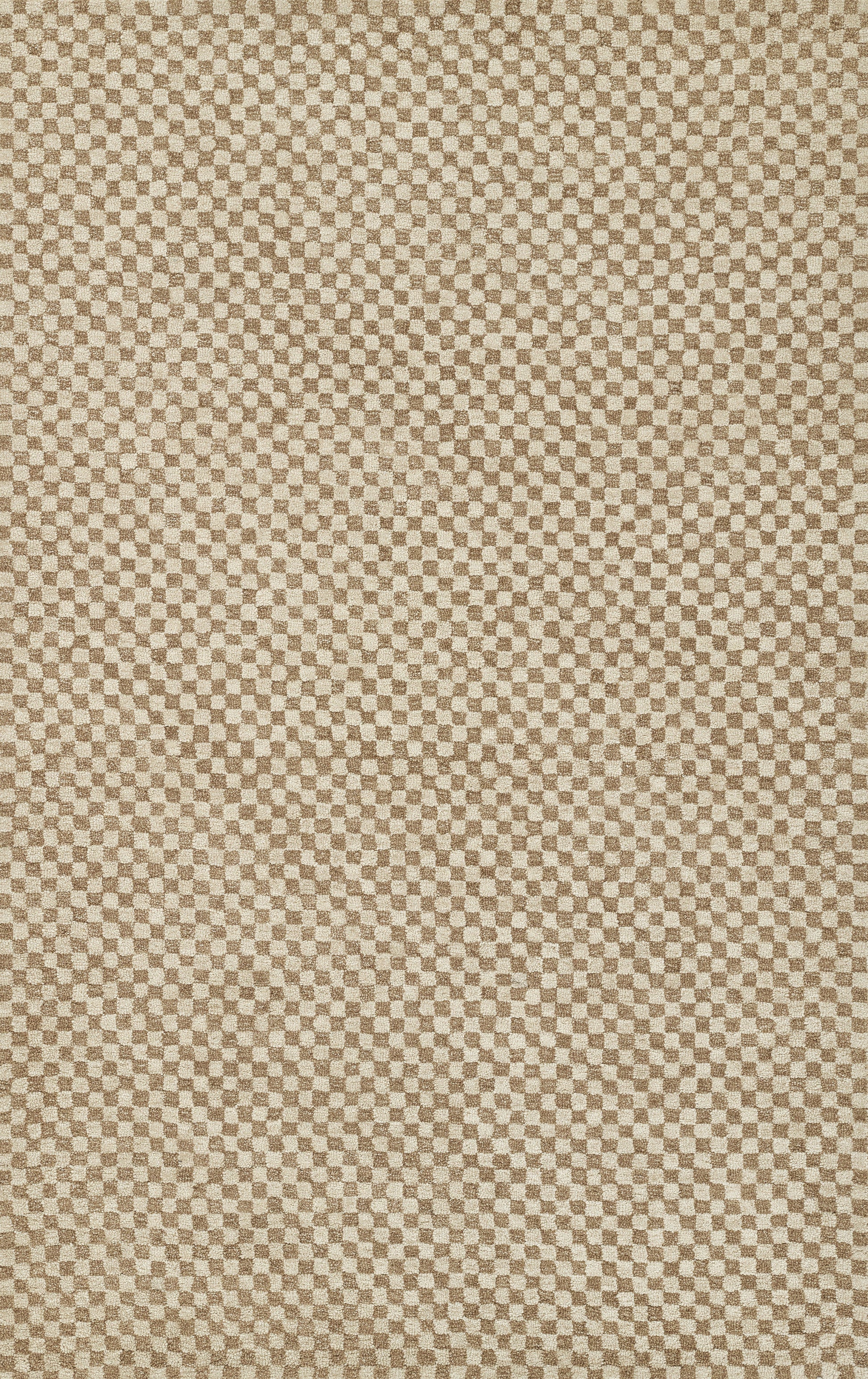 Beige and brown checkerboard fabric with tiny squares; woven textile suitable for upholstery or clothing.